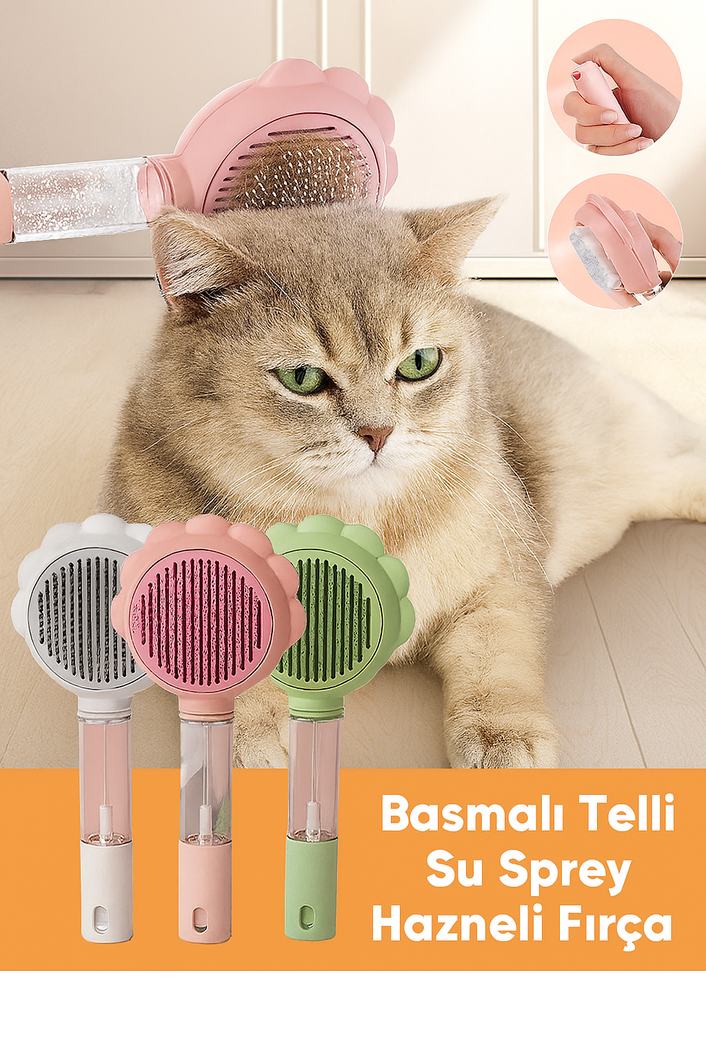Basmalı Telli Su Sprey Hazneli Fırça – Pratik ve Etkili Tüy Bakımı