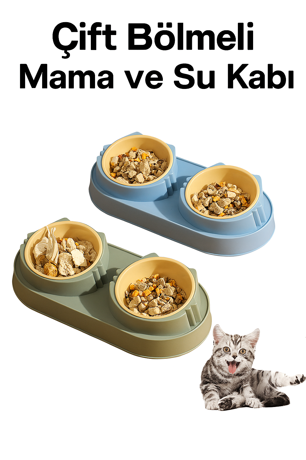 Çift Bölmeli Mama ve Su Kabı – Pratik ve Şık Tasarım