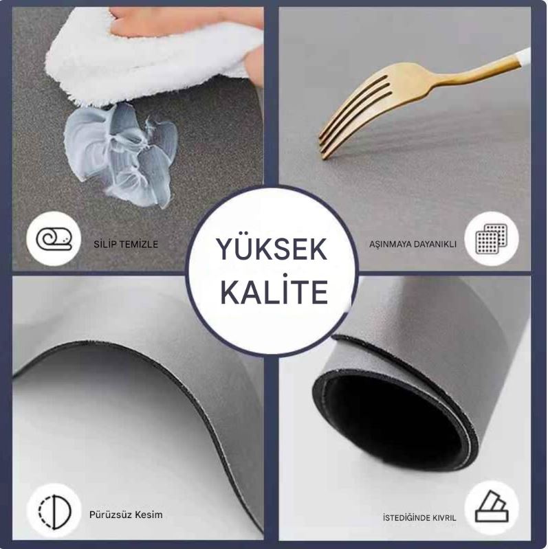 Kaymaz Tabanlı Süper Emici Banyo Paspası – Şık Yarım Oval Tasarım