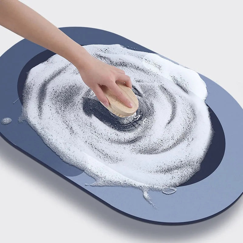 Kaymaz Tabanlı Su Emici Deri Banyo Paspası – 38x58 cm