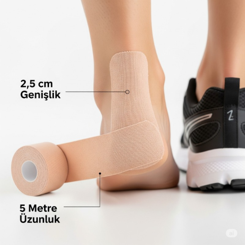 Ayakkabı Vurma Önleyici Rulo Bant – 2.5 cm x 5 m | Cilt Dostu Koruma Bandı