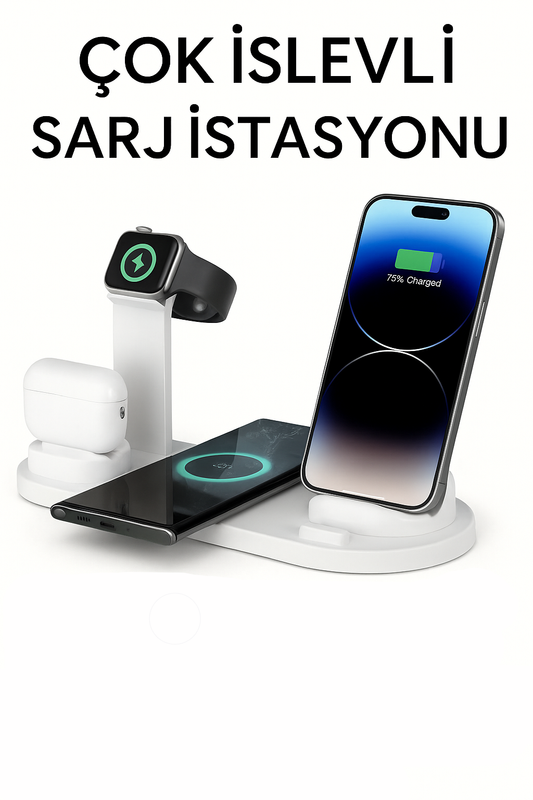 Çok İşlevli Kablosuz Şarj İstasyonu – 4'ü 1 Arada Şarj Çözümü