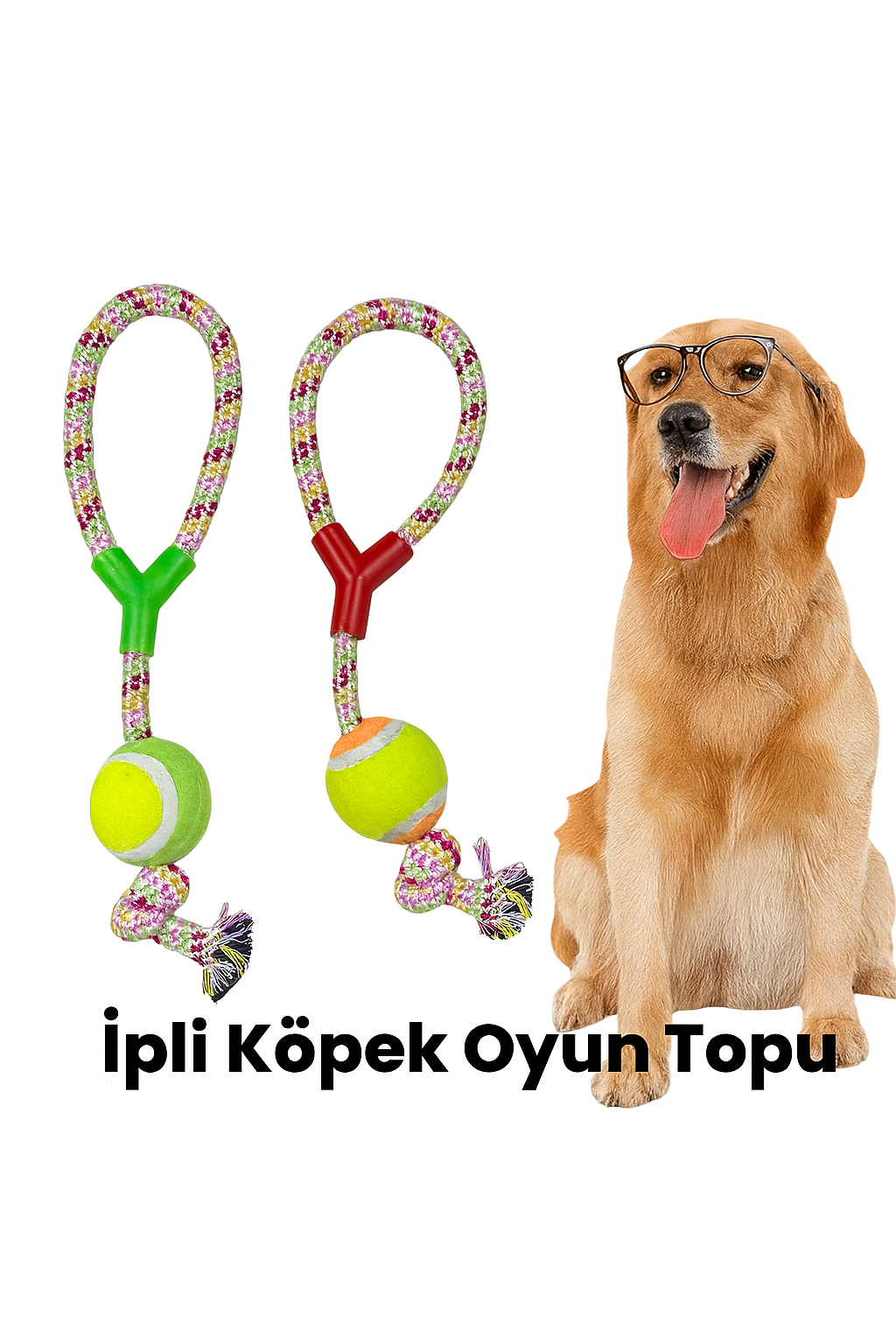 Dayanıklı İpli Köpek Oyuncak Topu – Diş Kaşıma ve Çekiş Oyunu İçin