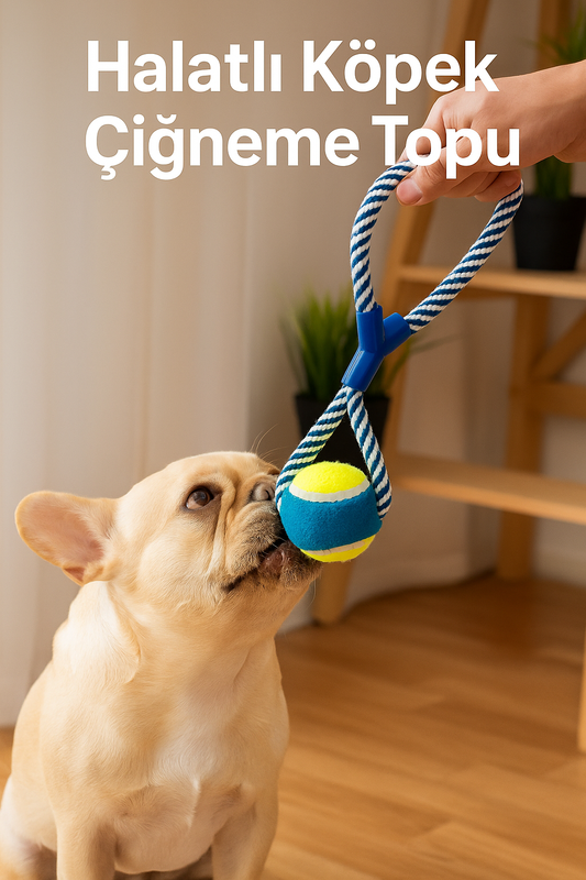 Halatlı Köpek Çiğneme Topu – Dayanıklı ve Eğlenceli Oyun Aracı