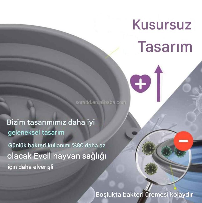 Katlanabilir İkili Mama ve Su Kabı