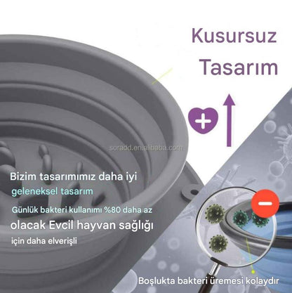 Katlanabilir İkili Mama ve Su Kabı